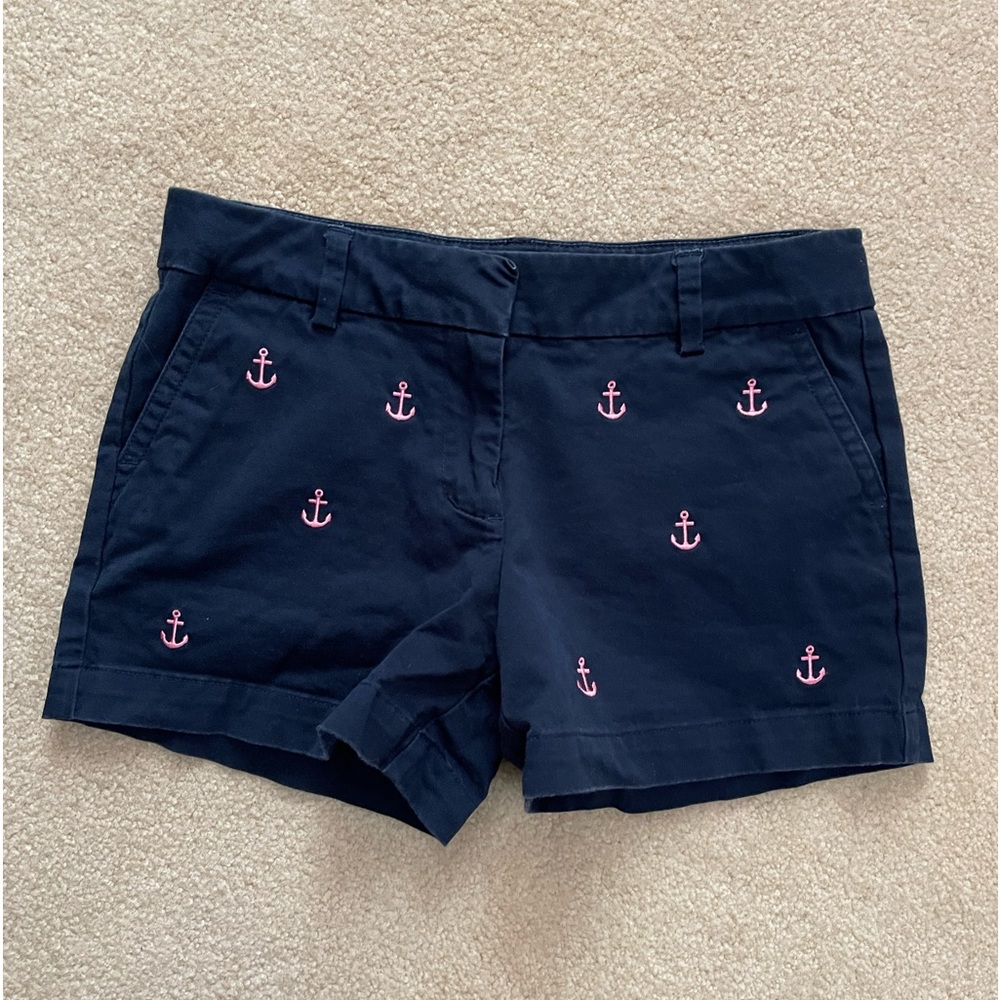 Vineyard Vines Girls Shorts Size 12 Navy with Pink Anchors - Bx2
